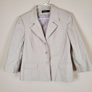 Tribal Flower Print Tan Blazer Jacket Size 12